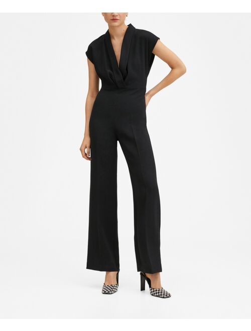 MANGO Women's Wrap Neckline Jumpsuit