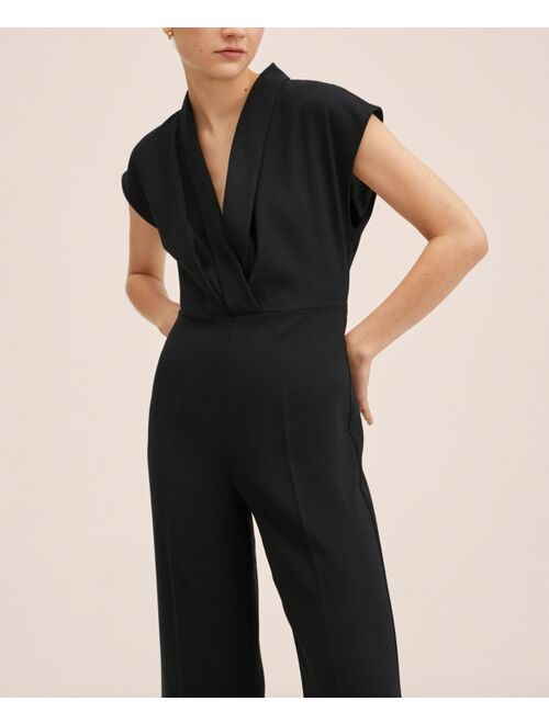 MANGO Women's Wrap Neckline Jumpsuit