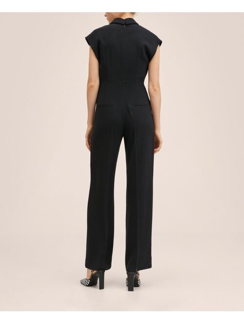 MANGO Women's Wrap Neckline Jumpsuit