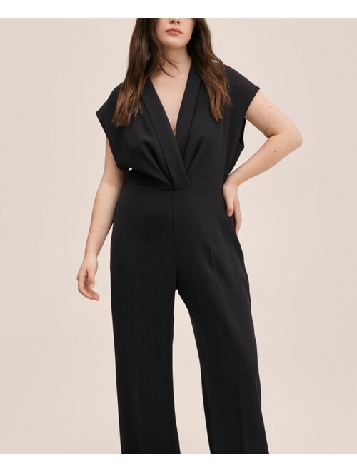 MANGO Women's Wrap Neckline Jumpsuit