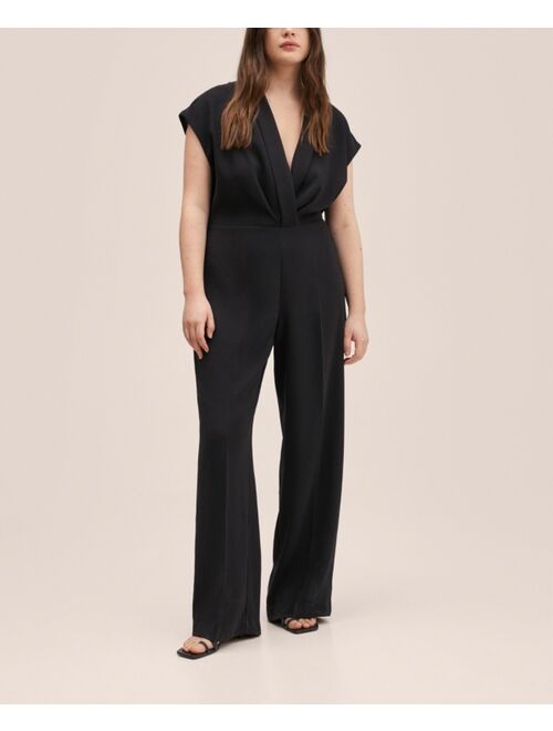 MANGO Women's Wrap Neckline Jumpsuit