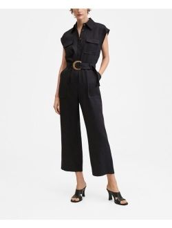 Women's Belt Linen Jumpsuit