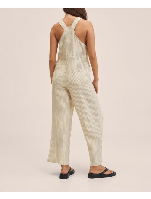 MANGO Women's Strap Linen-Blend Jumpsuit