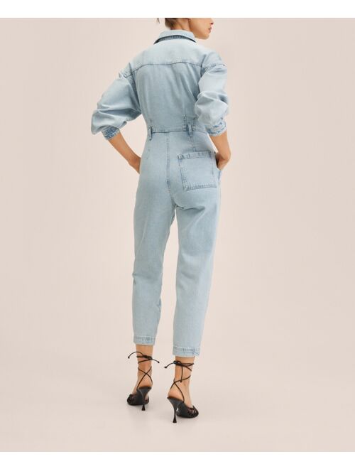 MANGO Women's Light Denim Jumpsuit