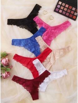 7pack Floral Lace Thong