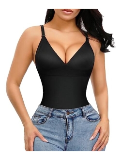 Sexy Slimming Bodysuit Tummy Control Thong Shapewear Backless Body Shaper Deep V Neck