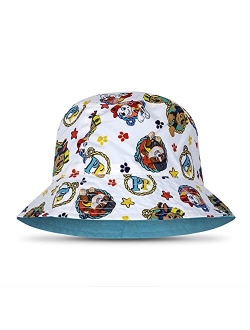 Nickelodeon Paw Patrol Chase, Marshall and Rubble Printed Bucket Hat - UPF50+ Sun Protection White-Blue