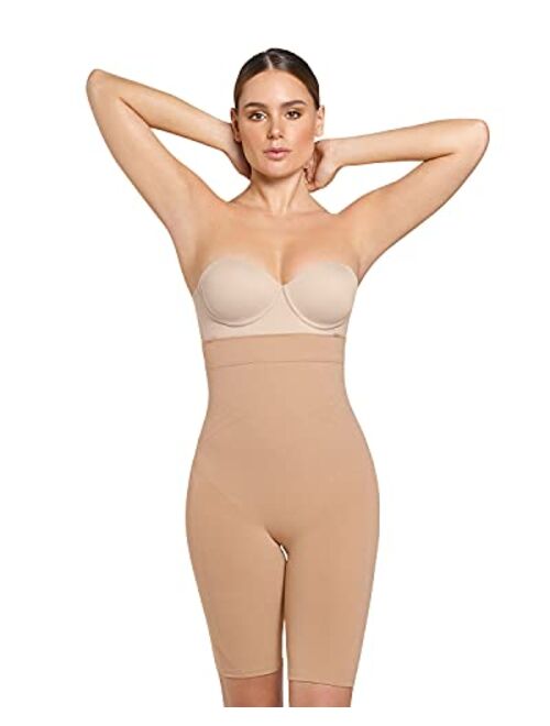 Leonisa Women's Light Tummy-Control High-Waist Faja Thigh-Slimmer 012807M