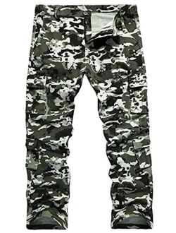 BOJIN Men's Cargo Pants Casual Military Army Camo Relaxed Fit Cotton Combat Camouflage Work Pants with 8 Pockets