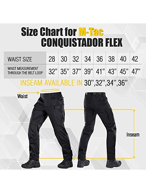 M-Tac Conquistador Flex Tactical Pants - Military Men's Cargo Pants with Pockets