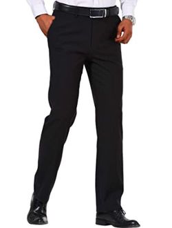 YUCENFU Men's Cozy Hidden Expandable Waist Dress Pants | Premium Stretch Texture Weave Work to Weekend Pant