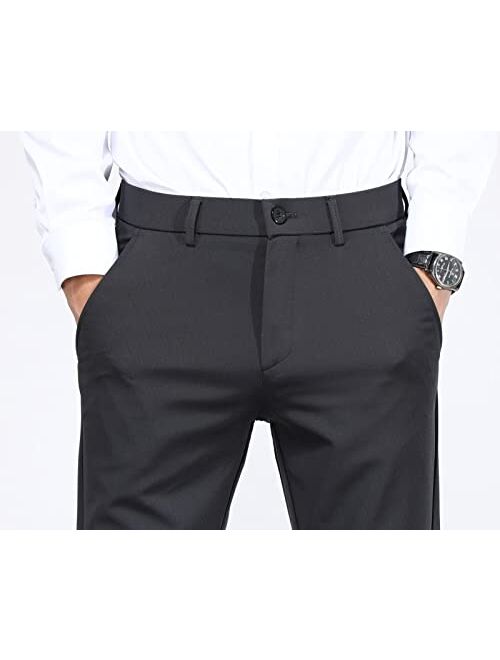 Plaid&Plain Men's Slim Fit Dress Pants Formal Pants Dress Slacks for Men