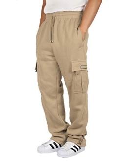 URBANJ Men's Fleece Cargo Sweatpants Heavyweight Size S-5XL