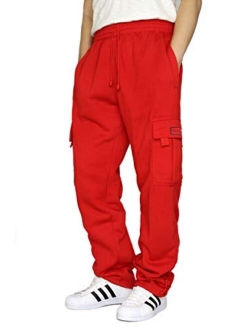 URBANJ Men's Fleece Cargo Sweatpants Heavyweight Size S-5XL