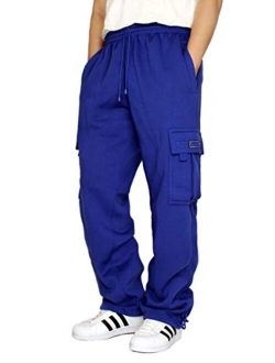 URBANJ Men's Fleece Cargo Sweatpants Heavyweight Size S-5XL