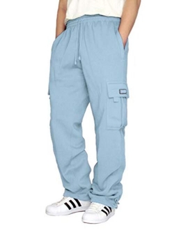 URBANJ Men's Fleece Cargo Sweatpants Heavyweight Size S-5XL