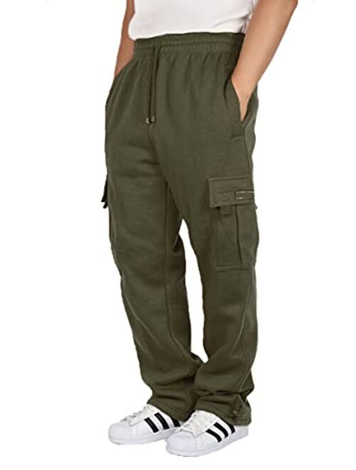 URBANJ Men's Fleece Cargo Sweatpants Heavyweight Size S-5XL