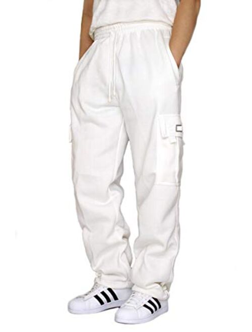 URBANJ Men's Fleece Cargo Sweatpants Heavyweight Size S-5XL