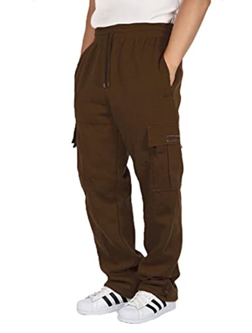 URBANJ Men's Fleece Cargo Sweatpants Heavyweight Size S-5XL