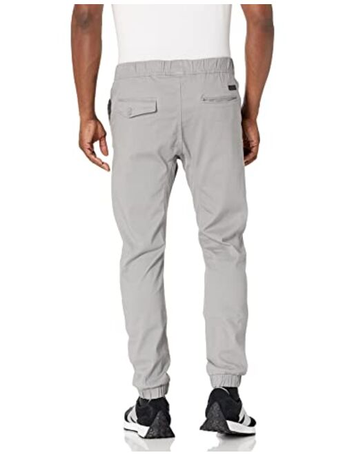 WT02 Men's Jogger Pants in Basic Solid Colors and Stretch Twill Fabric