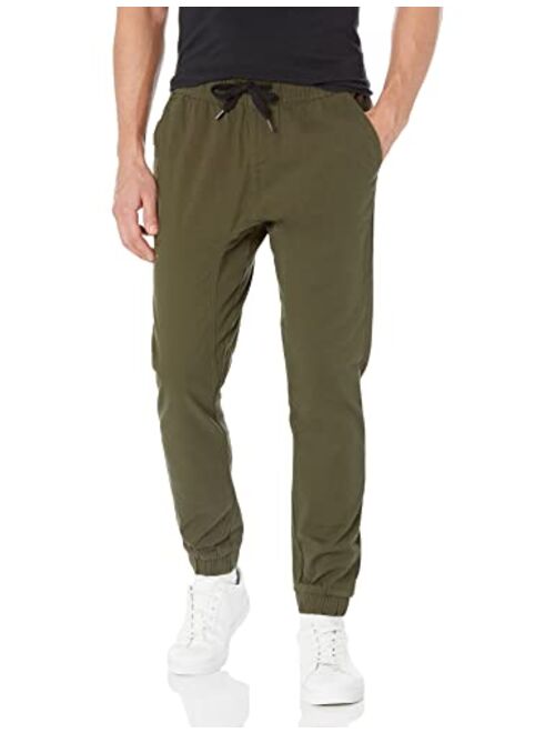 WT02 Men's Jogger Pants in Basic Solid Colors and Stretch Twill Fabric