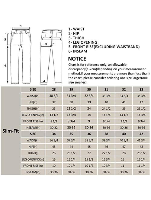 Taloyone Men's Straight Fit Stretch Classic Fit Slim Flat-Front Golf Chino Pant