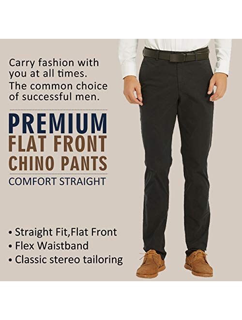 Taloyone Men's Straight Fit Stretch Classic Fit Slim Flat-Front Golf Chino Pant