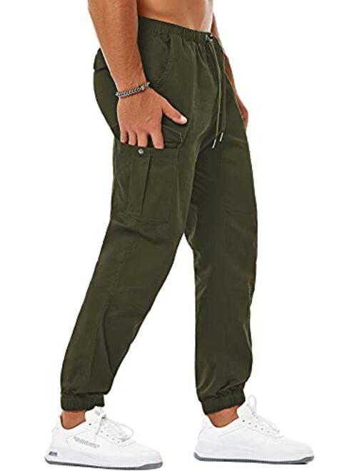 NITAGUT Men's Casual Cargo Pants Joggers Sports Pants Cotton Trousers Long Pants with Pockets