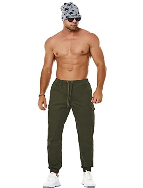 NITAGUT Men's Casual Cargo Pants Joggers Sports Pants Cotton Trousers Long Pants with Pockets