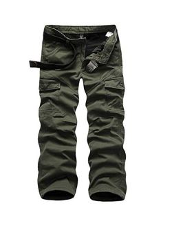 DONGD Winter Mens Cargo Pants Fleece Lined Work Pant