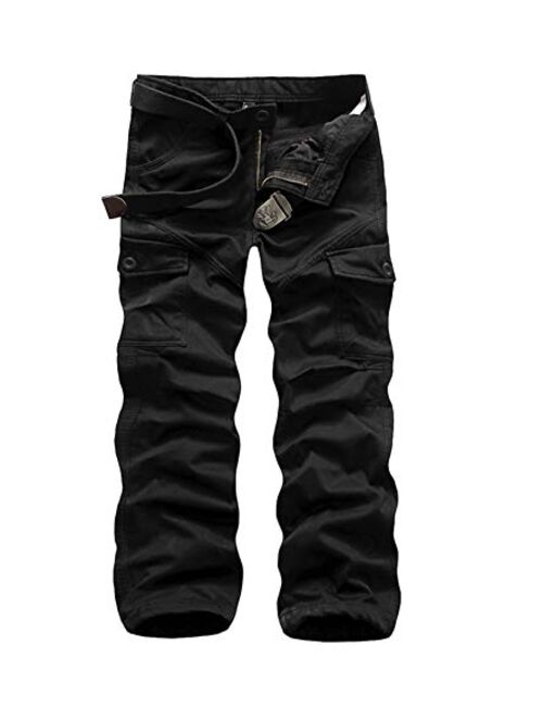 DONGD Winter Mens Cargo Pants Fleece Lined Work Pant