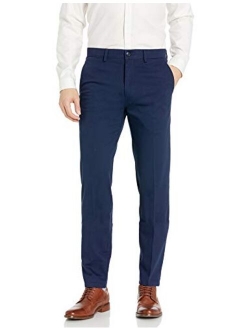 Men's 4-Way Stretch Solid Twill Slim Fit Flat Front Chino