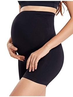 Gratlin Women's Seamless Maternity Shapewear for Dresses Pregnancy Shorts Panties High Waist Mid-Thigh Underwear