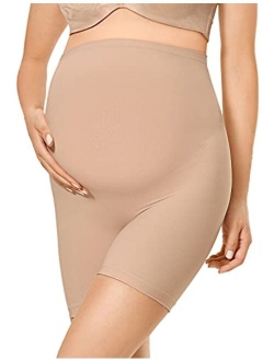 Gratlin Women's Seamless Maternity Shapewear for Dresses Pregnancy Shorts Panties High Waist Mid-Thigh Underwear