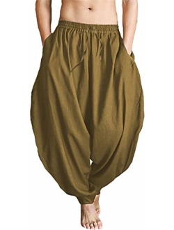 perdontoo Men Women Baggy Hippie Boho Gypsy Yoga Aladdin Harem Pants