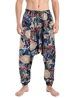 perdontoo Men Women Baggy Hippie Boho Gypsy Yoga Aladdin Harem Pants