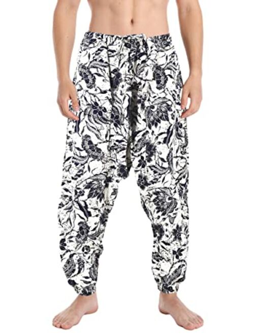 perdontoo Men Women Baggy Hippie Boho Gypsy Yoga Aladdin Harem Pants