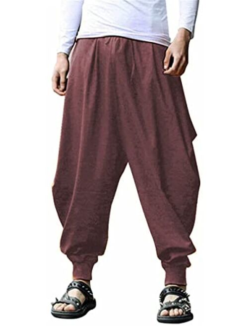 perdontoo Men Women Baggy Hippie Boho Gypsy Yoga Aladdin Harem Pants