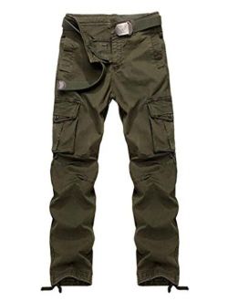 AKARMY Men's Casual Relaxed Fit Cargo Pants, Outdoor Hiking Pants Cotton Twill Combat Pants