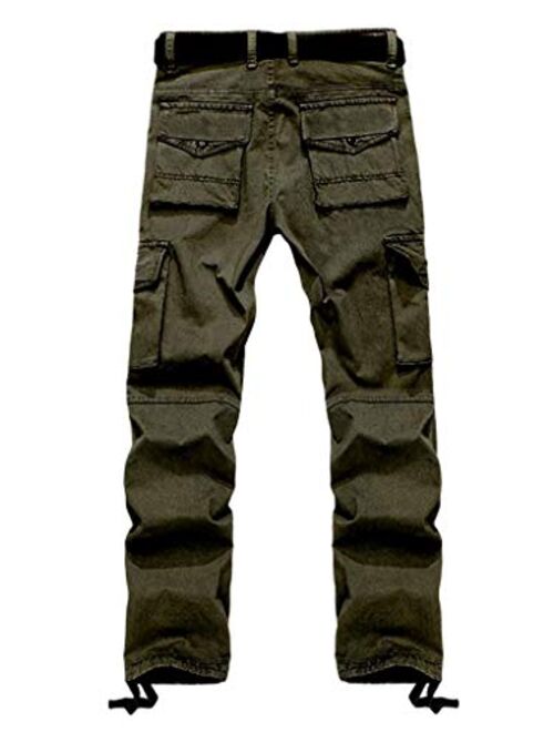 AKARMY Men's Casual Relaxed Fit Cargo Pants, Outdoor Hiking Pants Cotton Twill Combat Pants