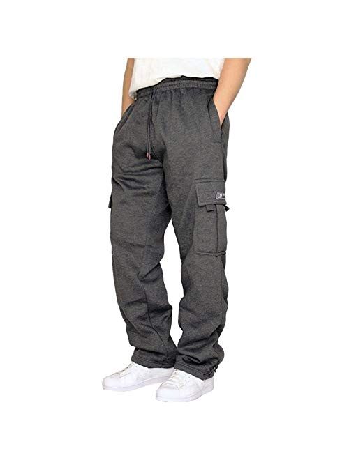 Wakeu Sweatpants for Men Pants Casual Rope Loosening Heavyweight Fit Cargo for Men Loose Sports Trousers Pants with Pockets