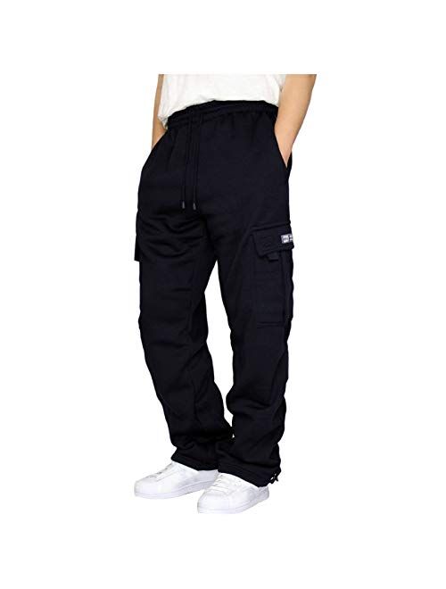 Wakeu Sweatpants for Men Pants Casual Rope Loosening Heavyweight Fit Cargo for Men Loose Sports Trousers Pants with Pockets