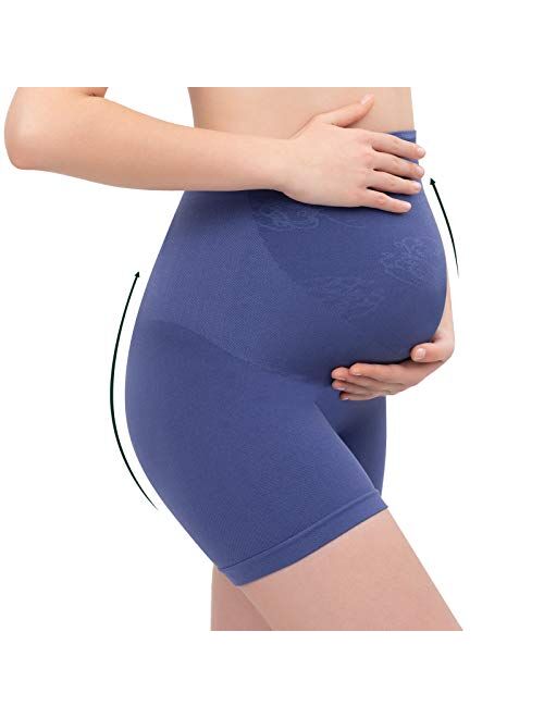 Angelhood Maternity Shapewear,High Waisted Mid-Thigh Pregnancy Underwear Prevent Chaffing for Belly Support Pack of 3