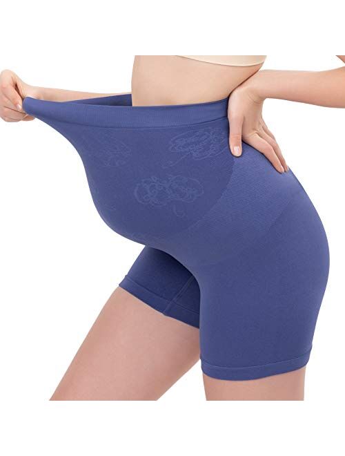 Angelhood Maternity Shapewear,High Waisted Mid-Thigh Pregnancy Underwear Prevent Chaffing for Belly Support Pack of 3