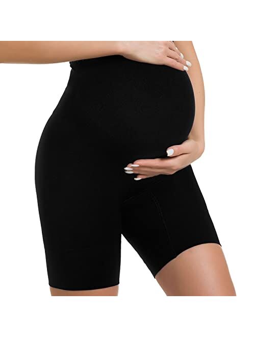 R Ruxia Women's Maternity Shapewear Seamless Pregnancy Underwear for Dress High Waist Over Belly Bump Support Mid-Thigh Panties