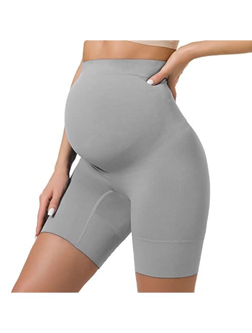 R Ruxia Women's Maternity Shapewear Seamless Pregnancy Underwear for Dress High Waist Over Belly Bump Support Mid-Thigh Panties