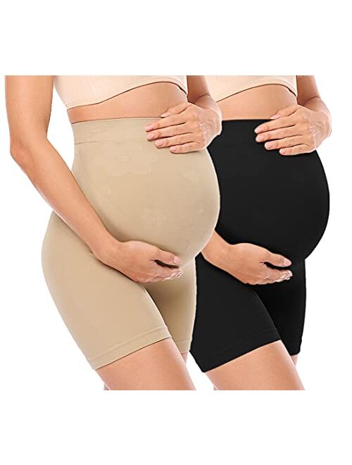 Suwindy Maternity Shapewear for Belly Support, High Waisted Mid-Thigh Pregnancy Underwear