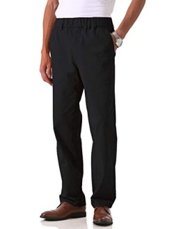 Soojun Men's Cotton Relaxed Fit Full Elastic Waist Twill Pants