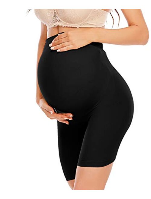 FUTATA Maternity Shapewear for Belly Support, Seamless High Waisted Mid-Thigh Pregnancy Underwear Prevent Chaffing