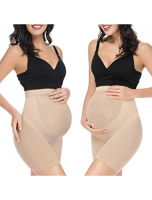 KIM S Women's Seamless Maternity Shapewear for Dresses, Mid-Thighs Pregnancy Underwear